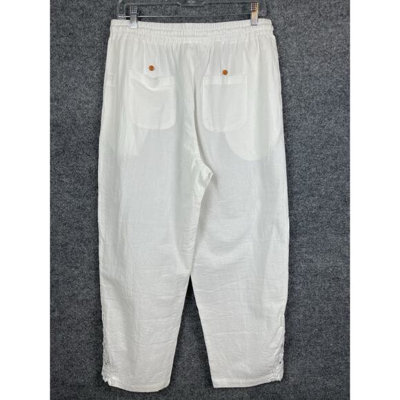 Women's Capri Pants Size Large Embroidered Side Hem 100% Cotton - Picture 6 of 10